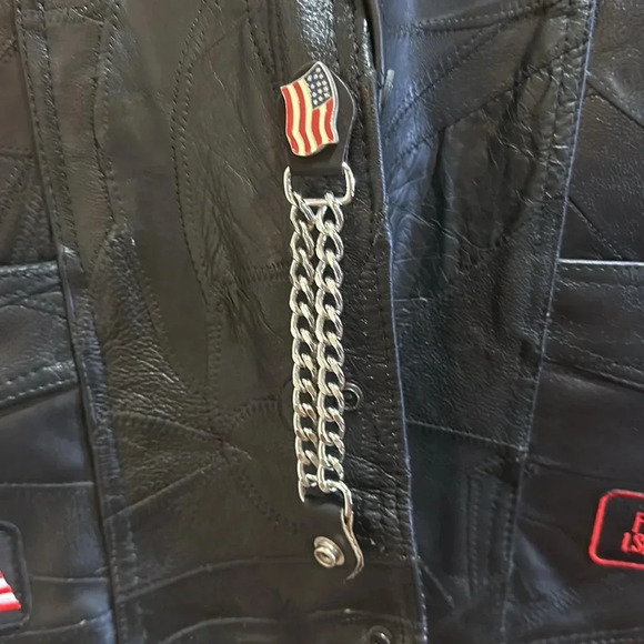 Leather biker vest, size 2X - Picture 3 of 5